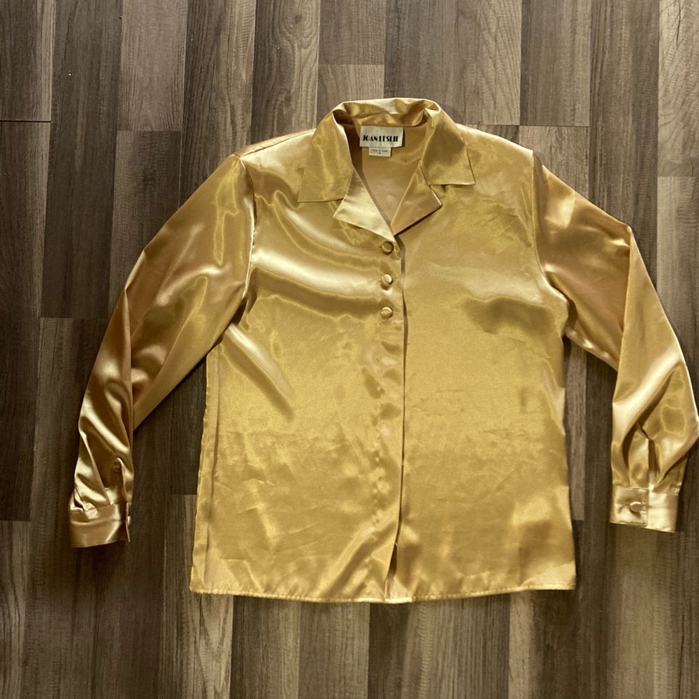 Joan Leslie Golden Silk Shirt Size 8